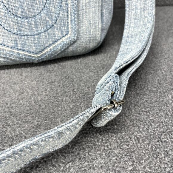 TRUE RELIGION Denim Pocket Horseshoe Logo Shoulder Crossbody Bag Light Blue - Picture 6 of 14